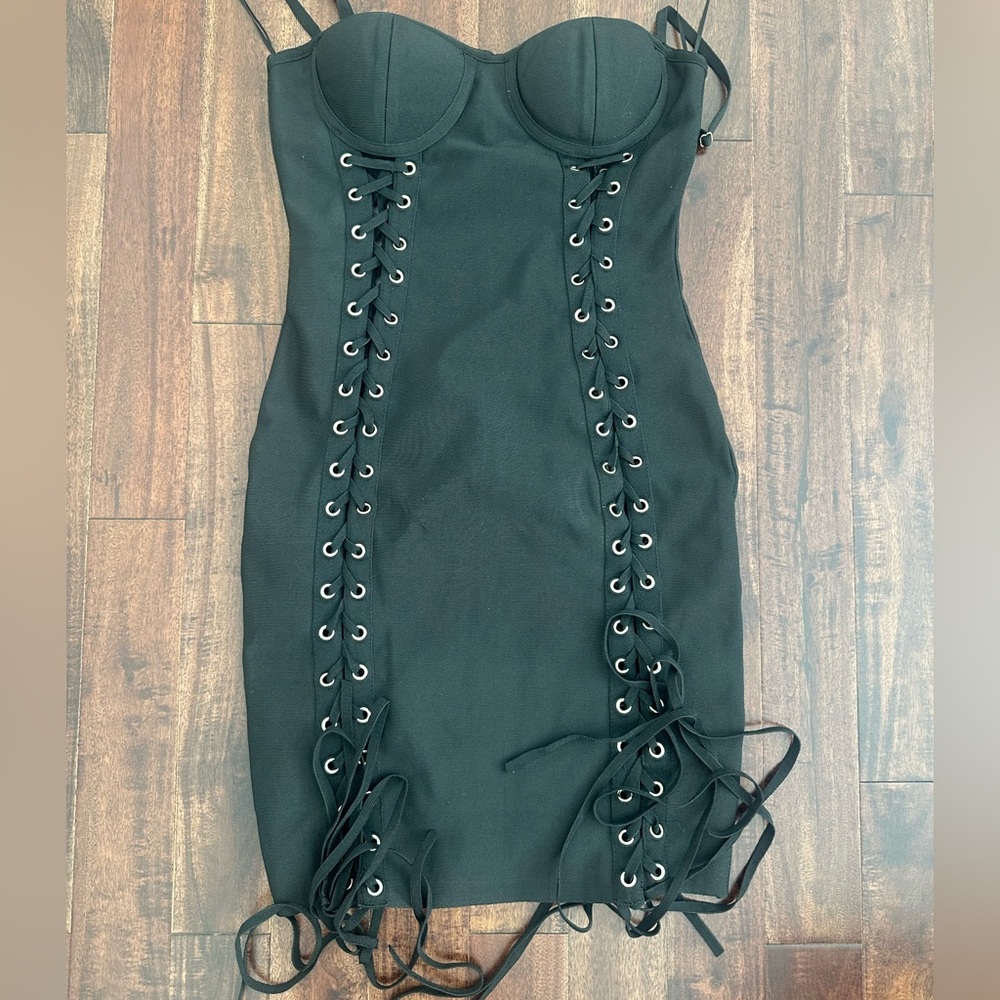 Bandage Black Lace-Up Dress